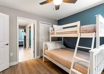 Bunk Bed - Twin/Full/Pullout Twin, 43 inch HD Smart TV, shared Jack/Jill bathroom