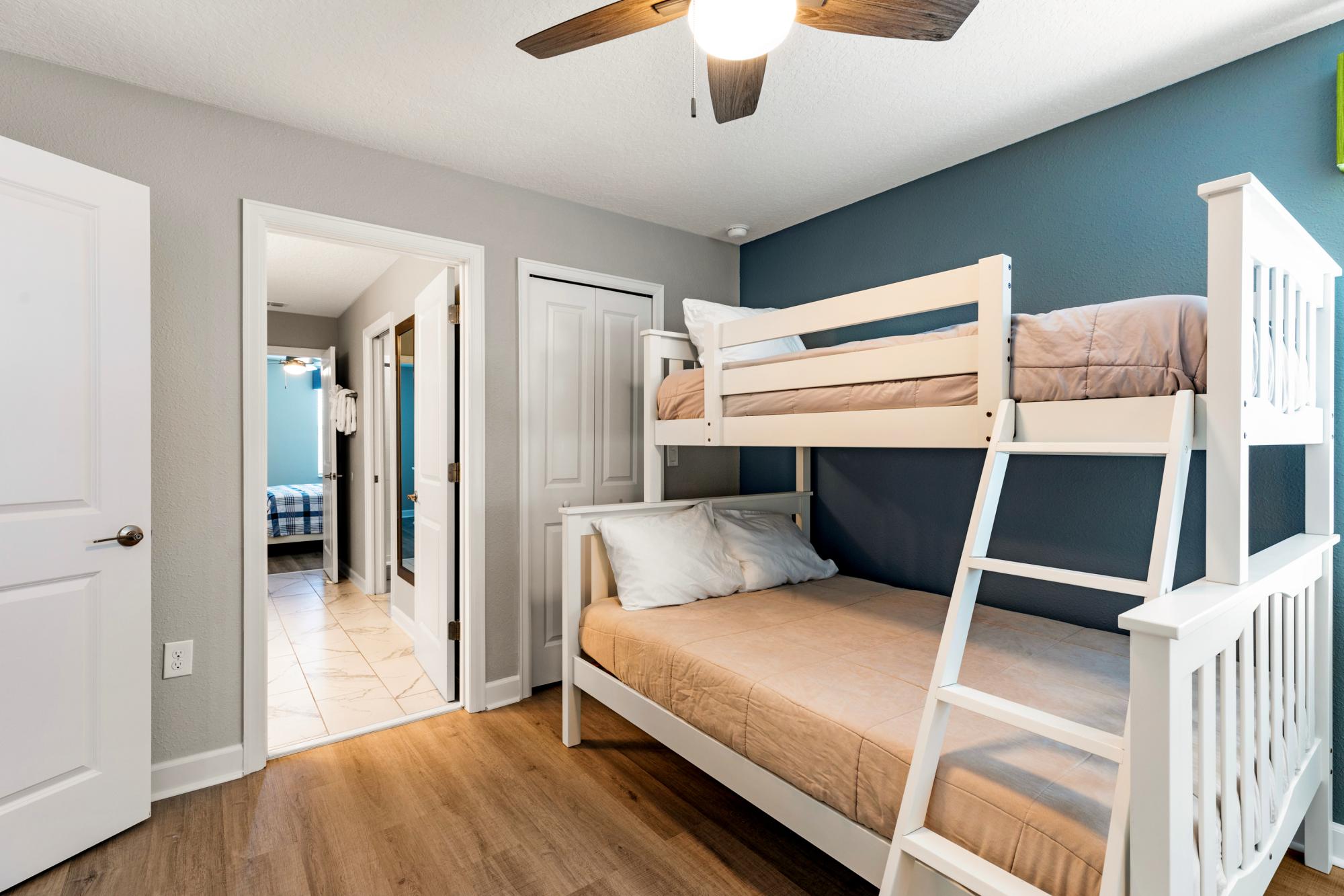 Bunk Bed - Twin/Full/Pullout Twin, 43 inch HD Smart TV, shared Jack/Jill bathroom