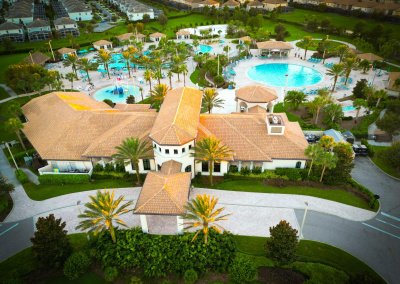 Oasis Club - Another arial view of the pool, lazy river, clubhouse, and kiddy pool
