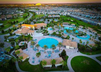 Oasis Club - Another arial view of the pool, lazy river, clubhouse, and kiddy pool