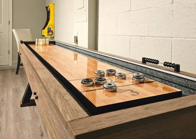 9 foot shuffleboard table in the air conditioned game room